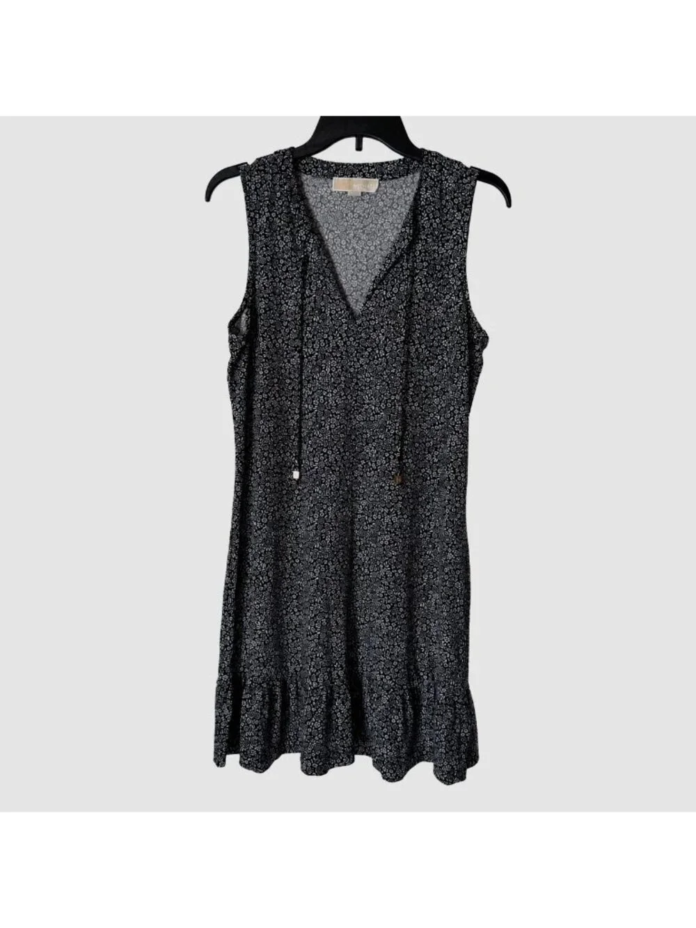 Michael Kors Women Black White Floral Sleeveless Knee Length Dress Size M